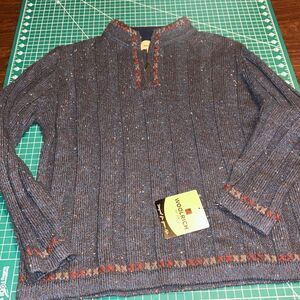 NWT Woolrich Indigo Heather 1/4 Zip Sweater Rib Knit